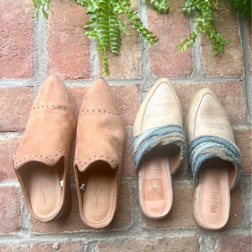 TWO PAIRS Mules NEW Slides Flats Sandals Clogs